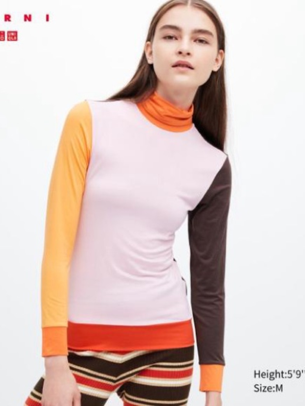 Marni Uniqlo Heattech Colorblock Turtleneck Layering Top size small